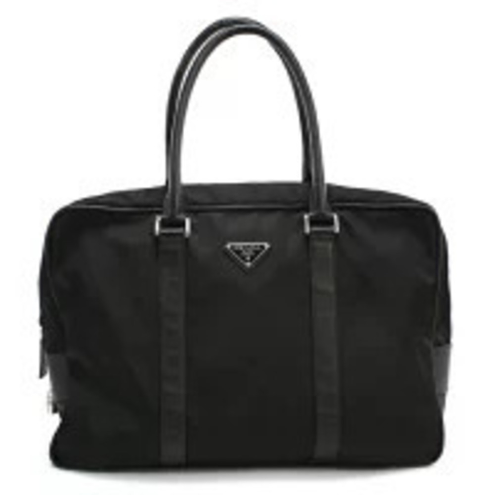 Prada Briefcase Tessuto Leather Black Bag Laptop Fit Cool